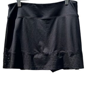 Fila Athletic Skort Women's Small Black Tennis Pickleball Laser Cut Hem Sporty